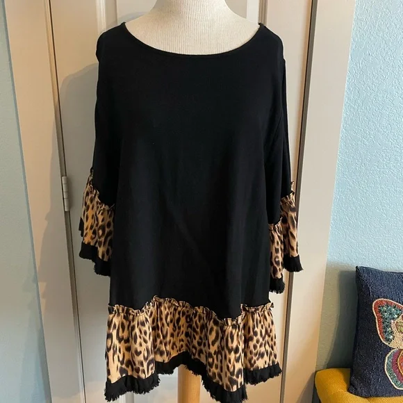 Umgee Black and Leopard Print Pantsuit - Picture 6 of 9